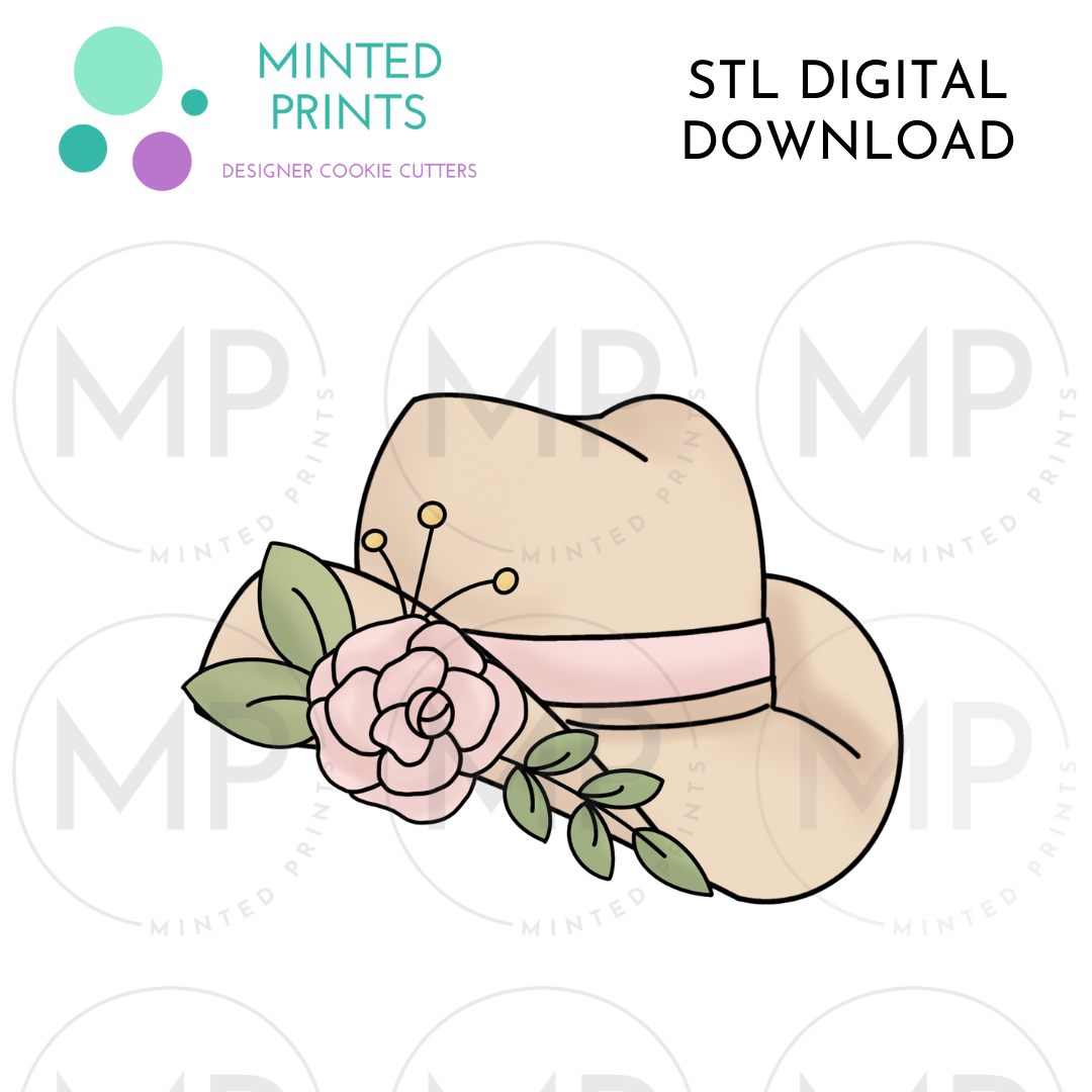 Floral Cowboy Hat Cookie Cutter STL DIGITAL DOWNLOAD