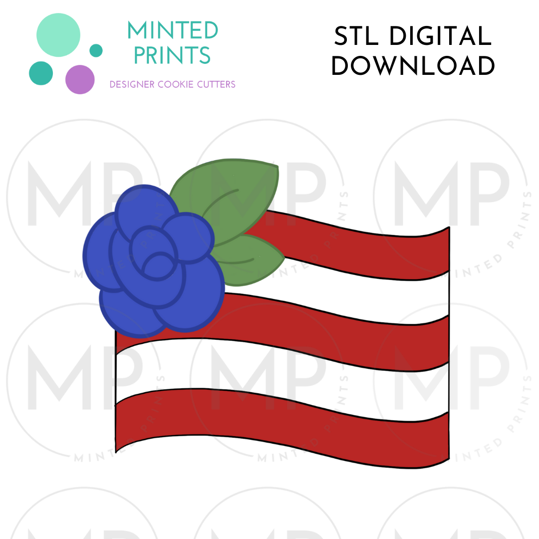 Floral Flag Cookie Cutter STL DIGITAL DOWNLOAD