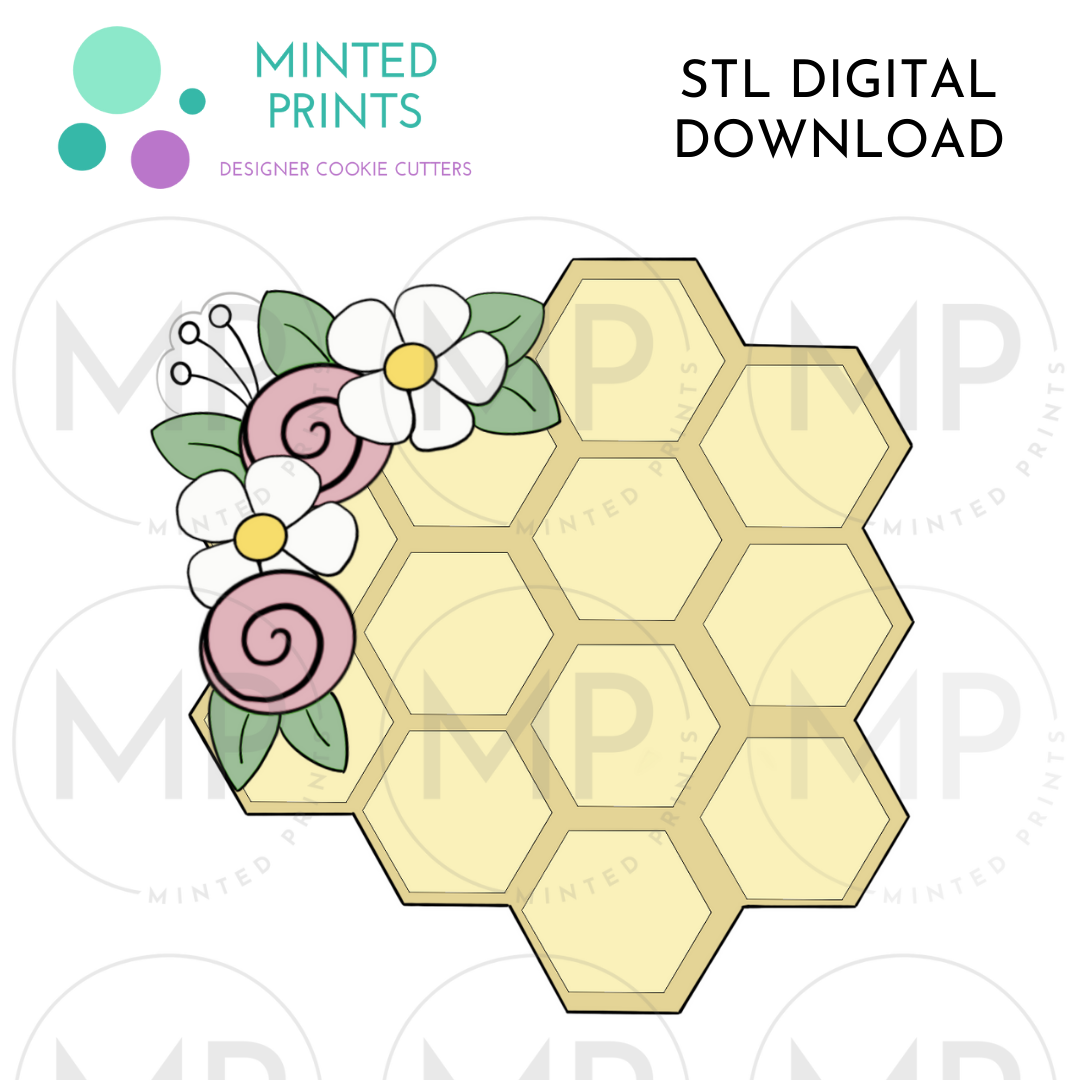 Floral Honeycomb Cookie Cutter STL DIGITAL DOWNLOAD