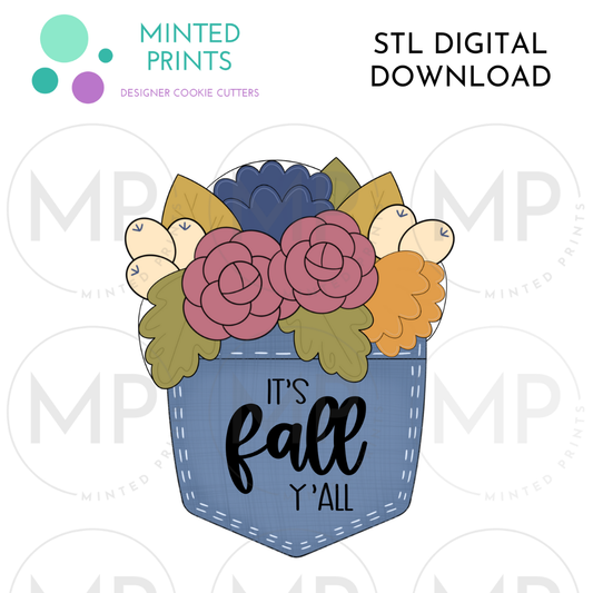 Floral Jeans Pocket Cookie Cutter STL DIGITAL DOWNLOAD