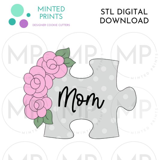 Floral Puzzle Piece Cookie Cutter STL DIGITAL DOWNLOAD