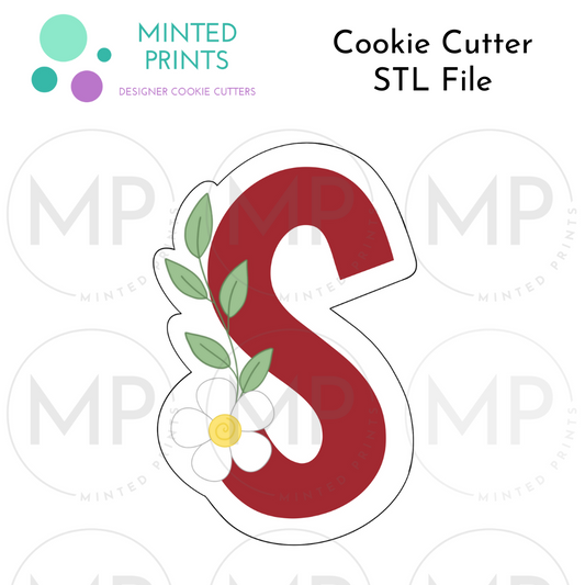 Floral S Cookie Cutter STL DIGITAL FILE