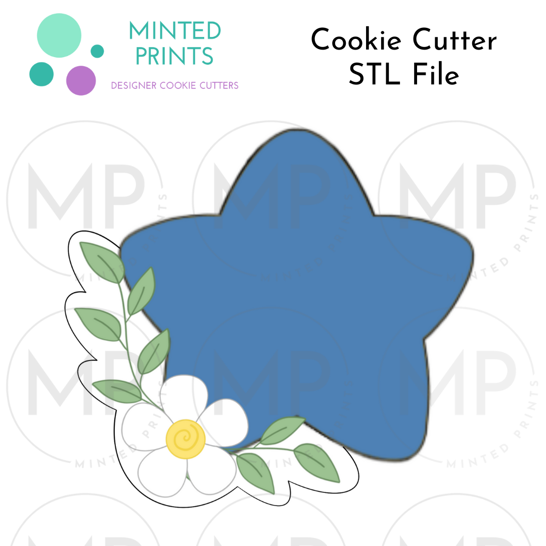 Floral Star Cookie Cutter STL DIGITAL FILE