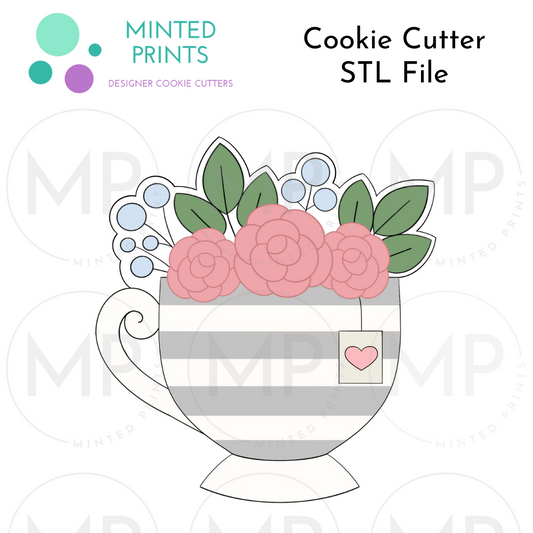 Floral Teacup 2024 Cookie Cutter STL DIGITAL FILE