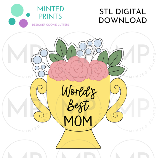 Floral Trophy Cookie Cutter STL DIGITAL DOWNLOAD