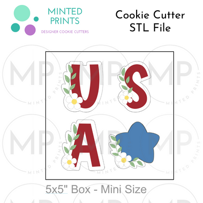 Floral USA Cookie Cutter STL DIGITAL FILE