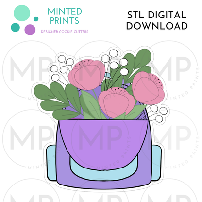 Floral Backpack Cookie Cutter STL DIGITAL DOWNLOAD