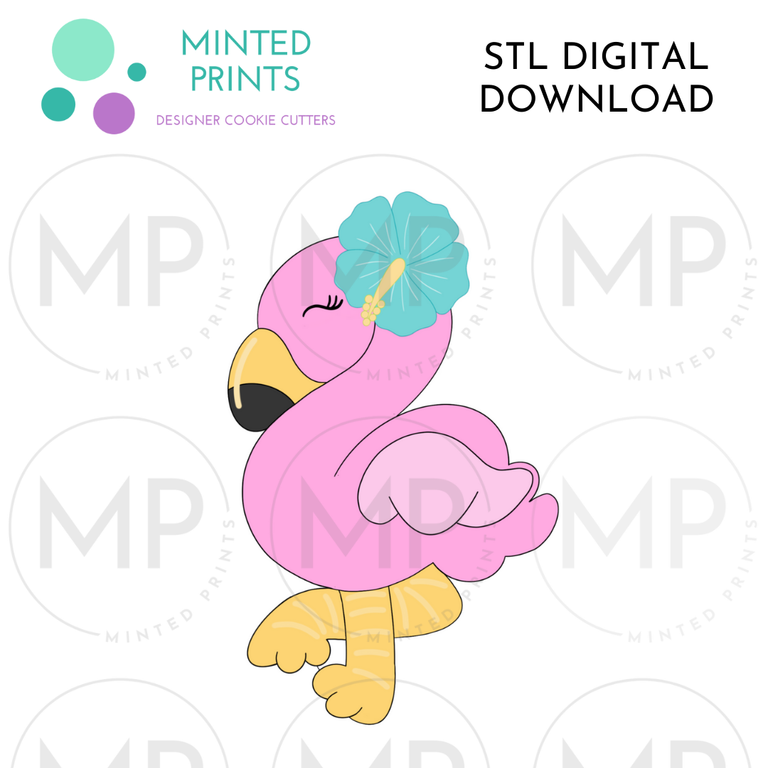 Floral Flamingo Cookie Cutter STL DIGITAL DOWNLOAD