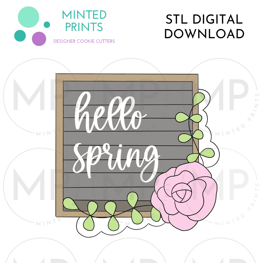 Floral Letterboard Cookie Cutter STL DIGITAL DOWNLOAD