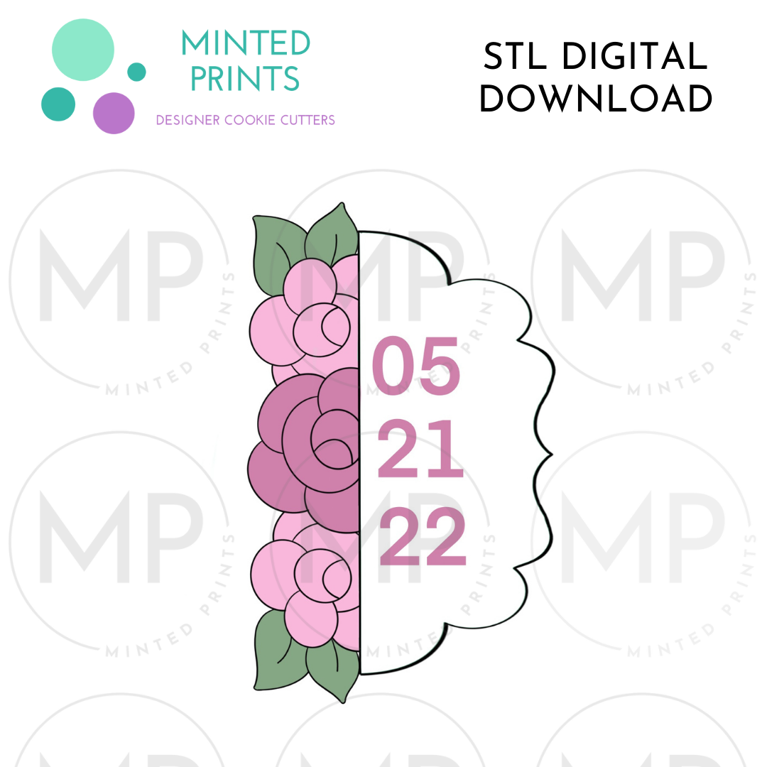 Floral Plaque Cookie Cutter STL DIGITAL DOWNLOAD