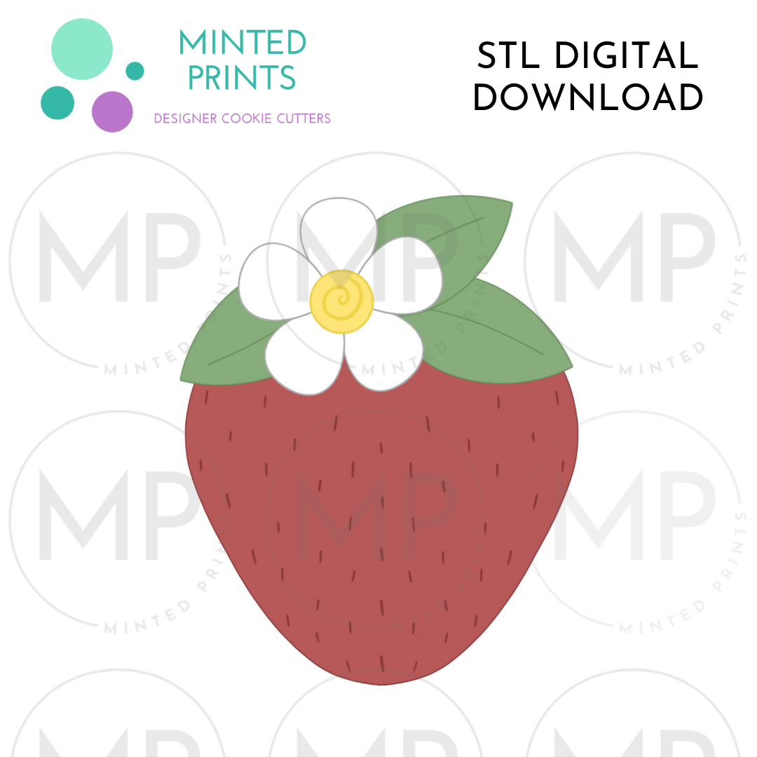 Floral Strawberry Cookie Cutter STL DIGITAL DOWNLOAD