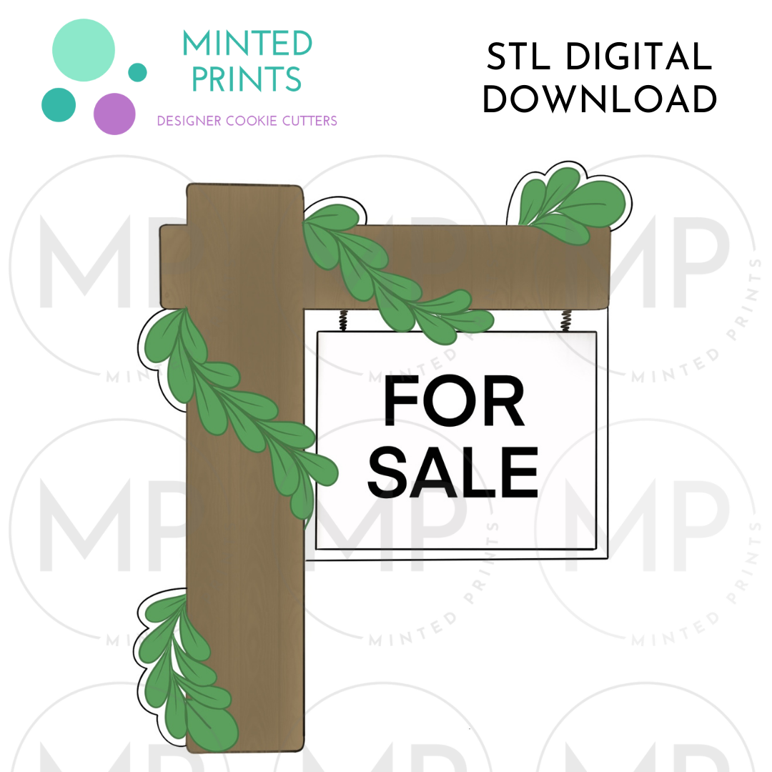 Floral for Sale Sign Cookie Cutter STL DIGITAL DOWNLOAD