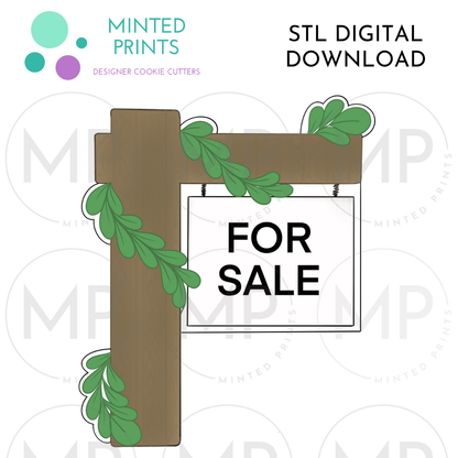 Floral for Sale Sign Cookie Cutter STL DIGITAL DOWNLOAD