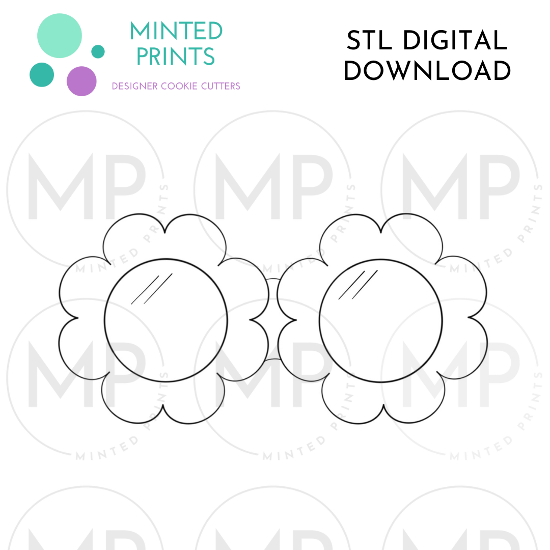 Flower Glasses Cookie Cutter STL DIGITAL DOWNLOAD