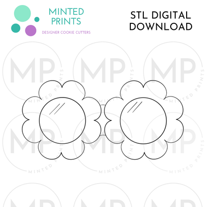 Flower Glasses Cookie Cutter STL DIGITAL DOWNLOAD