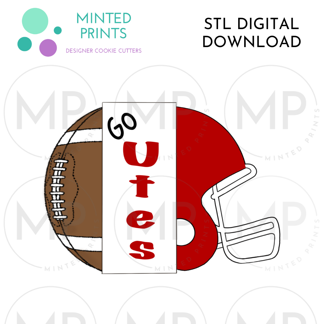 Football and Helmet Plaque Cookie Cutter STL DIGITAL DOWNLOAD