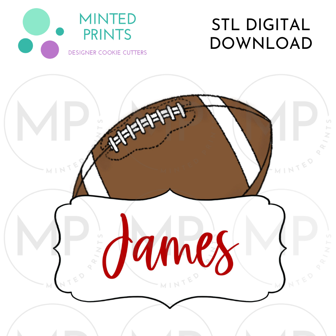 Football Plaque Cookie Cutter STL DIGITAL DOWNLOAD