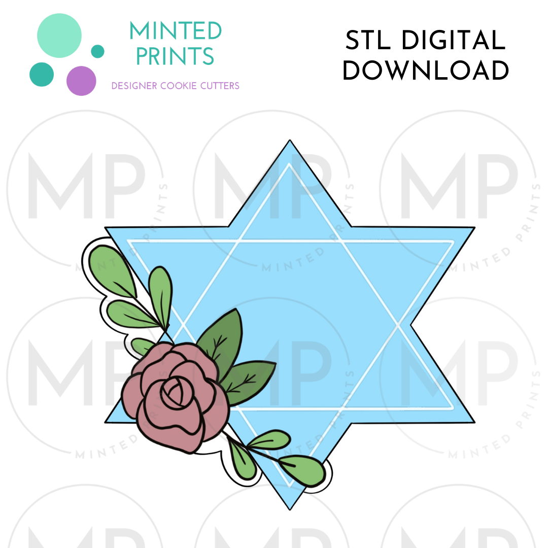 Foral Star of David Cookie Cutter STL DIGITAL DOWNLOAD