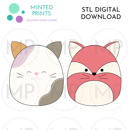 Cat & Fox Plushie Cookie Cutter STL DIGITAL DOWNLOAD