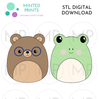 Bear & Frog Plushie Cookie Cutter STL DIGITAL DOWNLOAD