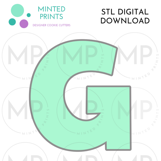 Letter G Cookie Cutter STL DIGITAL DOWNLOAD