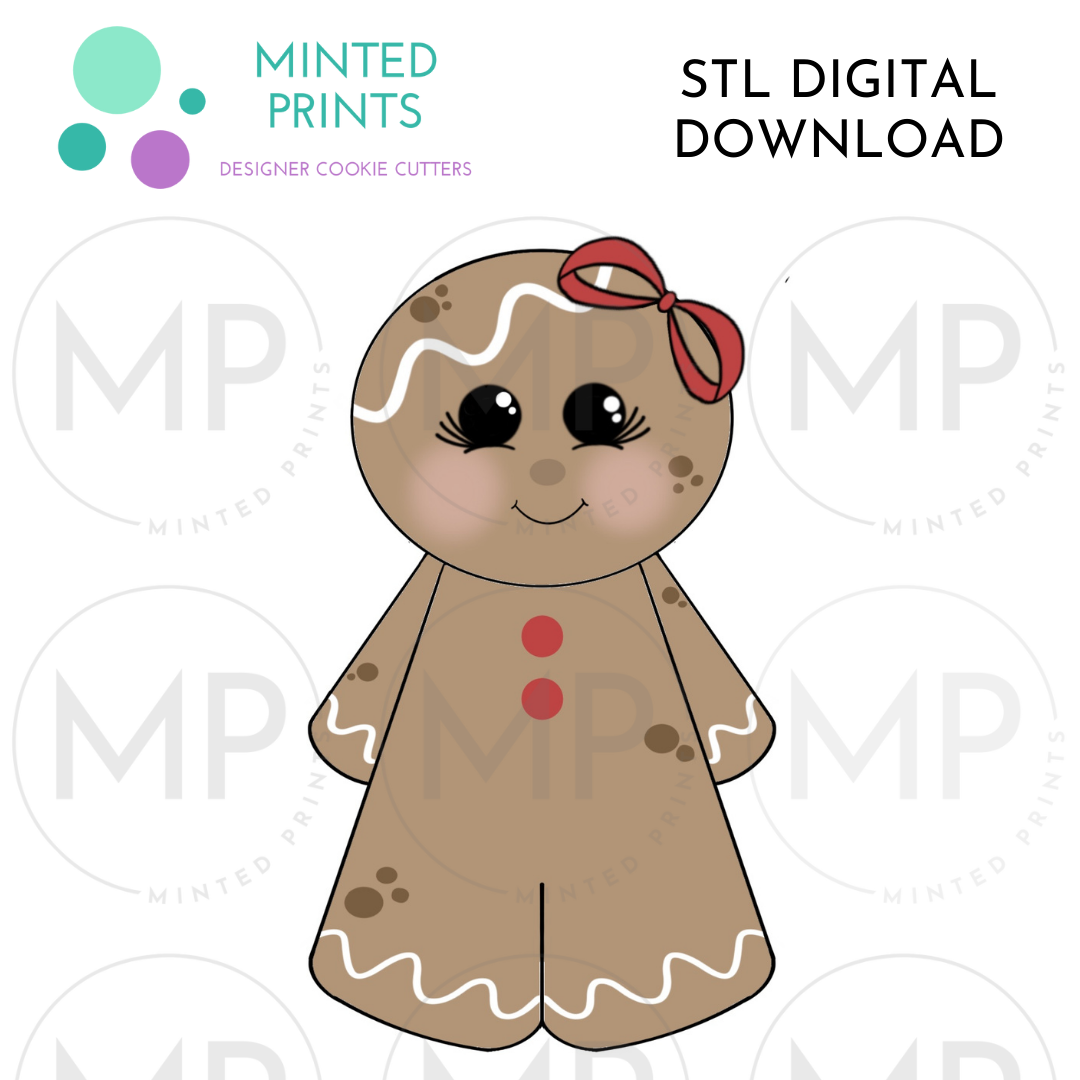 Gingerbread Girl Cookie Cutter STL DIGITAL DOWNLOAD