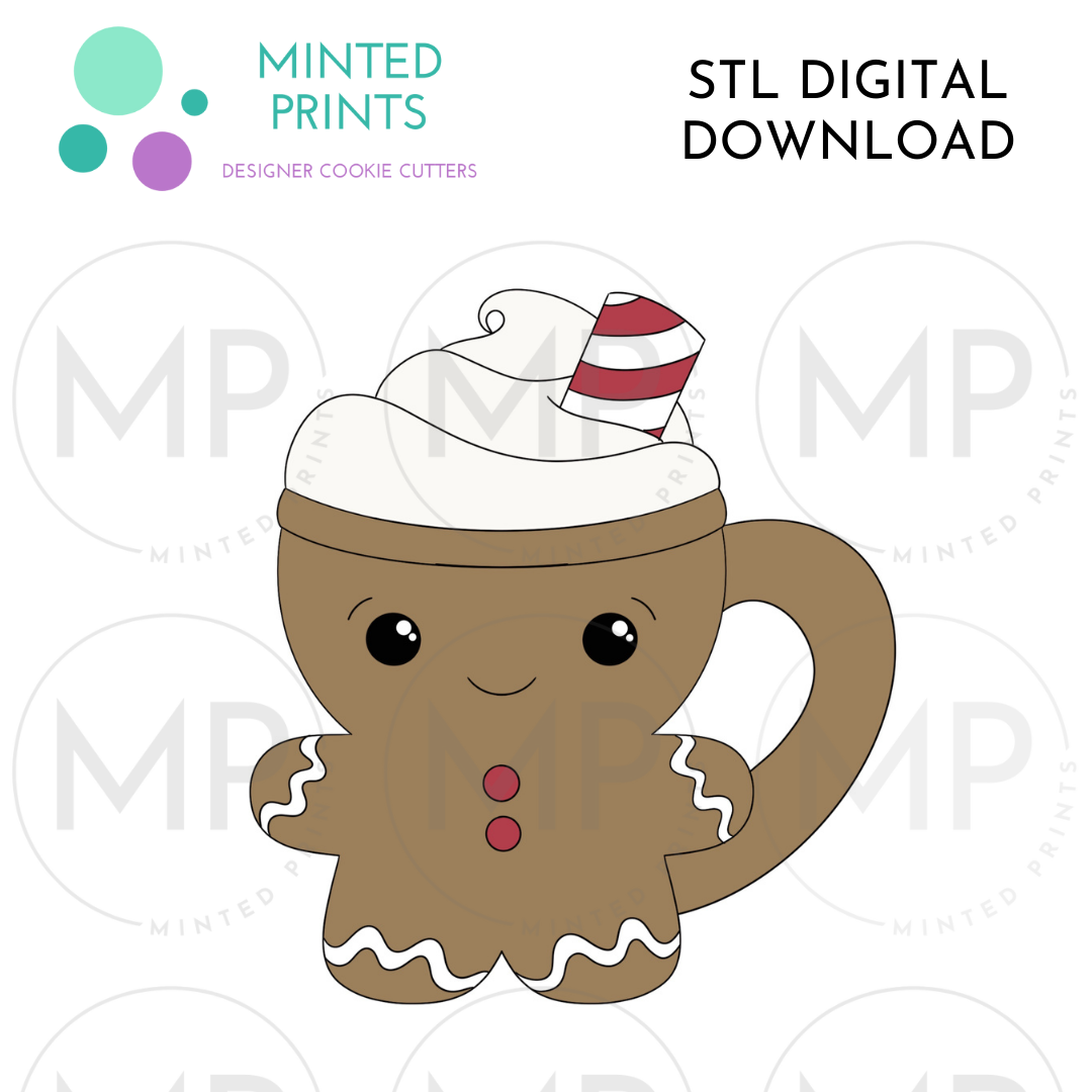 Gingerbread Mug Cookie Cutter STL DIGITAL DOWNLOAD