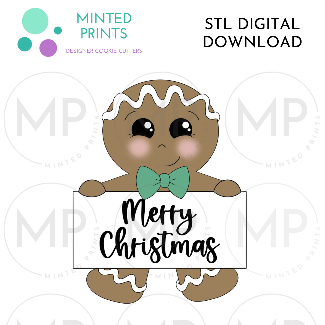 Gingerbread Man Plaque Cookie Cutter STL DIGITAL DOWNLOAD