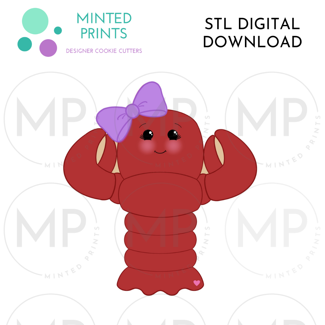 Girly Lobster Cookie Cutter STL DIGITAL DOWNLOAD