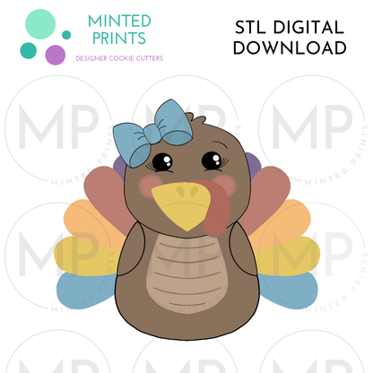 Girly Turkey Full Body Cookie Cutter STL DIGITAL DOWNLOAD