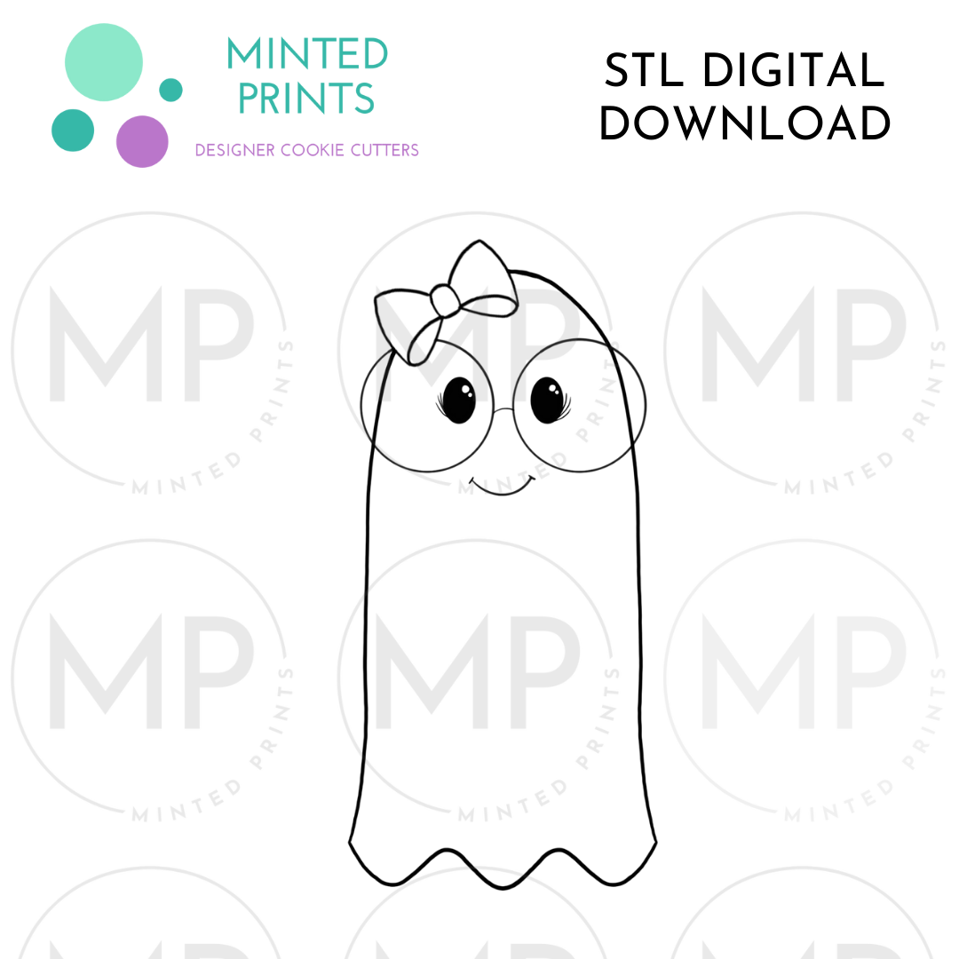 Girly Nerdy Tall Ghost Cookie Cutter STL DIGITAL DOWNLOAD