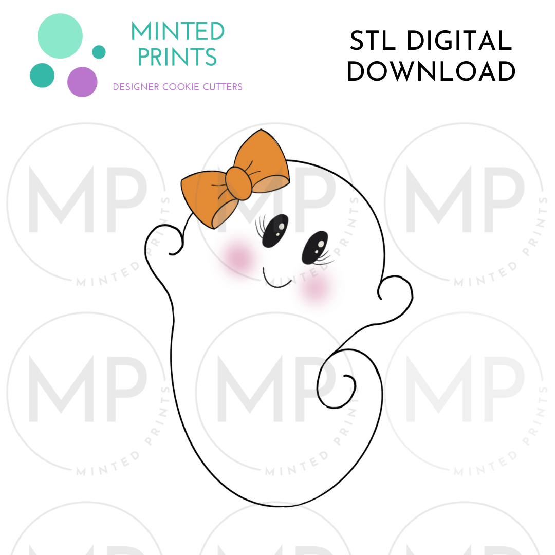 Girly Swirl Ghost Cookie Cutter STL DIGITAL DOWNLOAD