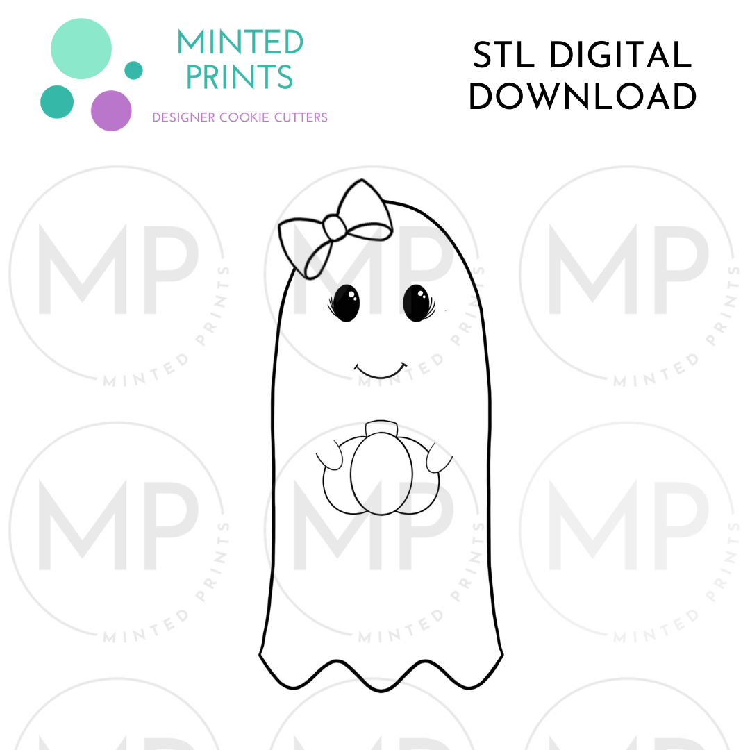 Girly Tall Ghost Cookie Cutter STL DIGITAL DOWNLOAD