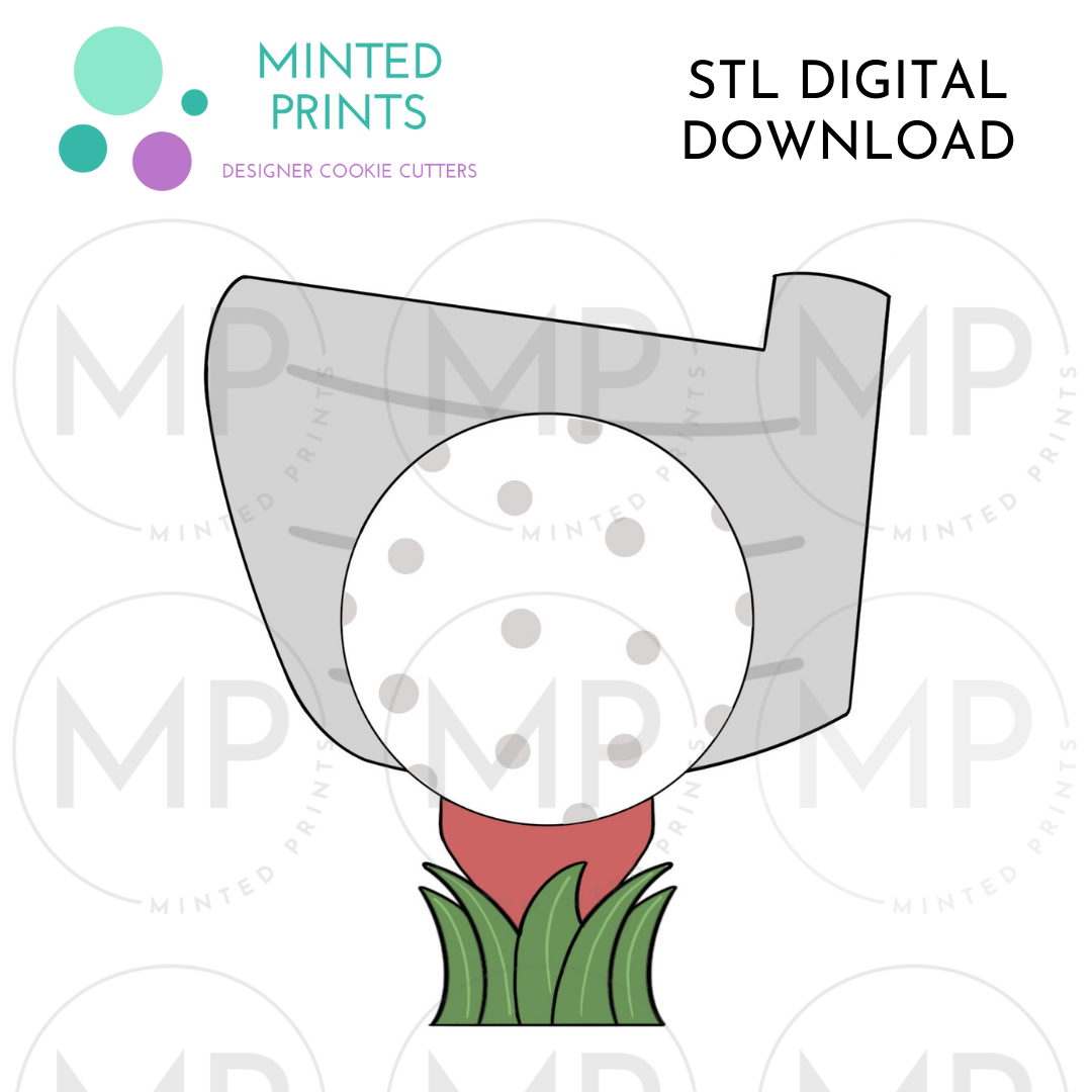 Golf Ball with Putter Cookie Cutter STL DIGITAL DOWNLOAD