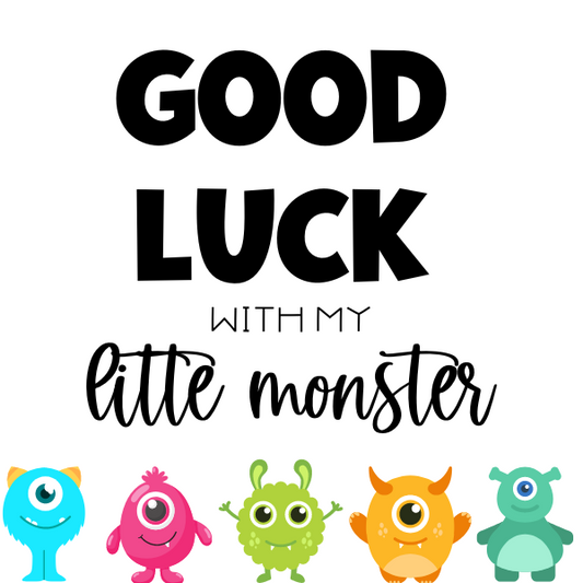Good Luck With My Little Monster Cookie Tag, 2 Inch Square