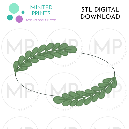 Greenery Oval Cookie Cutter STL DIGITAL DOWNLOAD