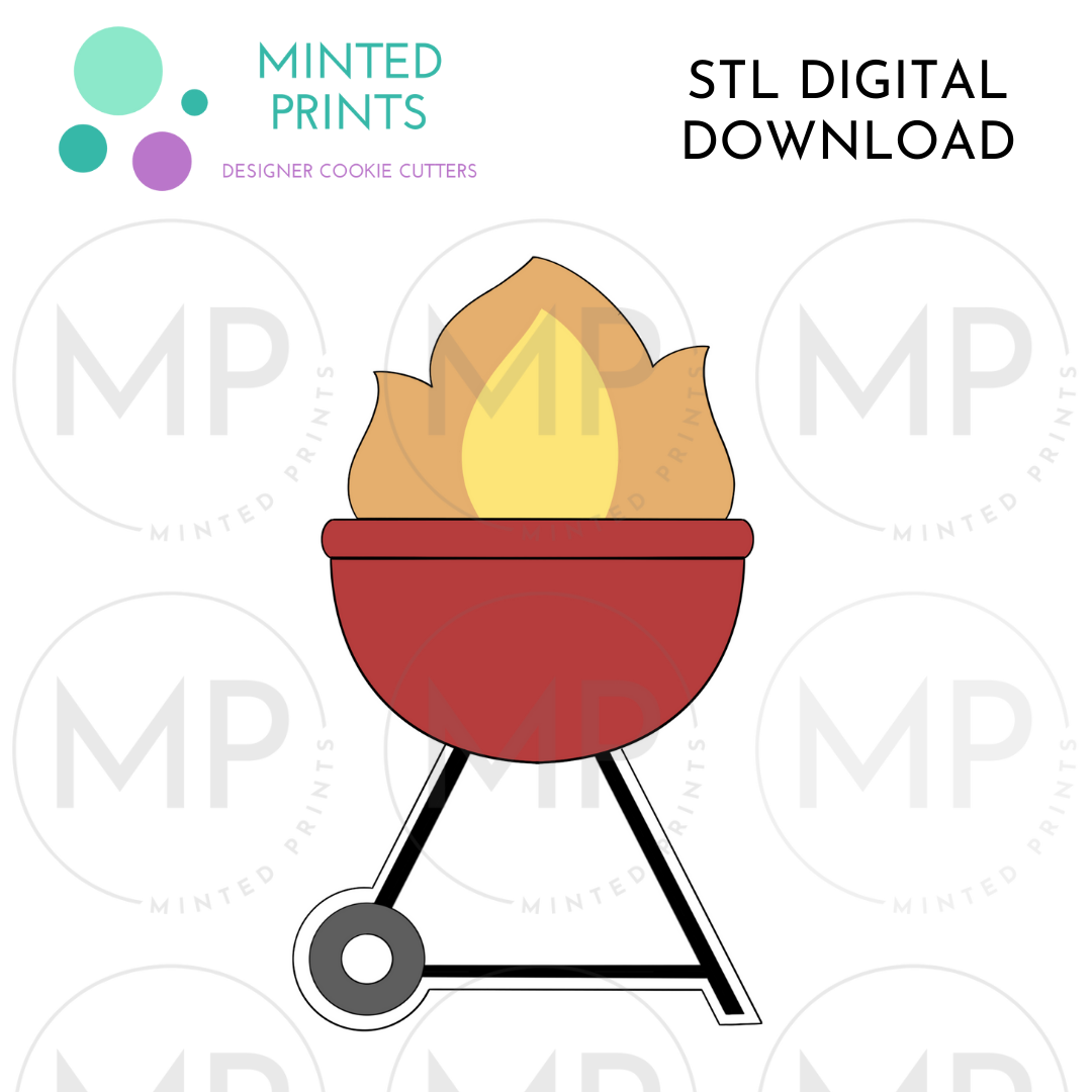 Grill with Flame Cookie Cutter STL DIGITAL DOWNLOAD