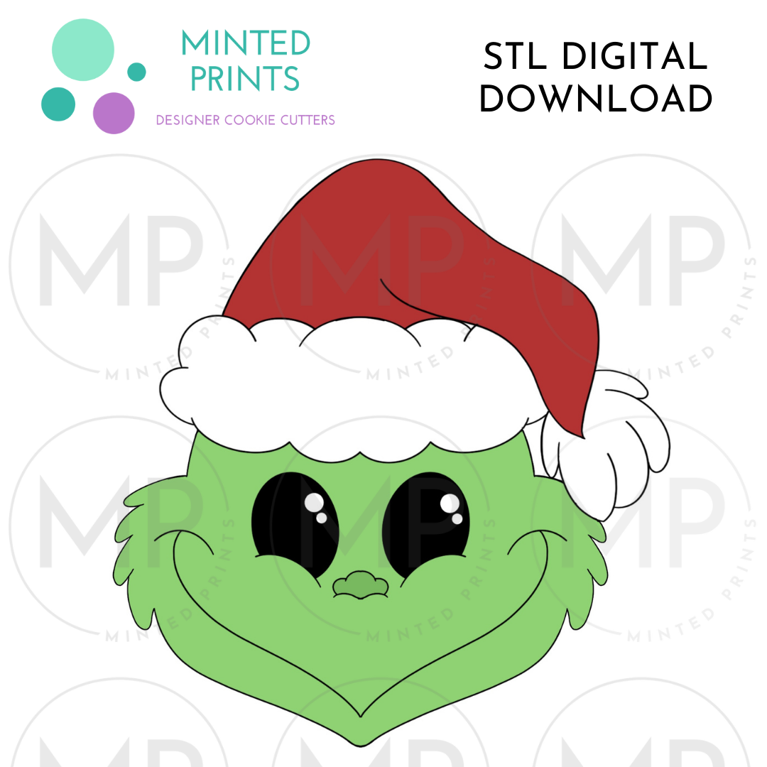 Grinch Face Cookie Cutter STL DIGITAL DOWNLOAD