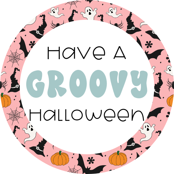 Groovy Halloween (Pink) Cookie Tag, 2 Inch