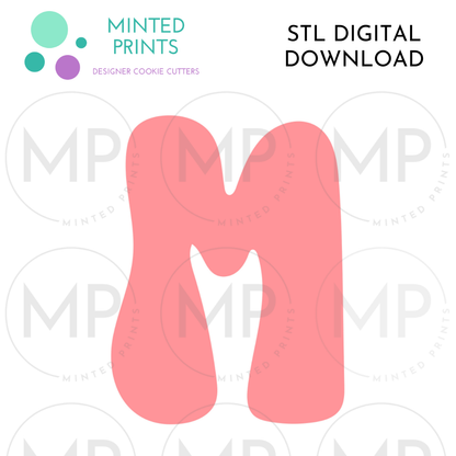 Groovy Letter M Cookie Cutter STL DIGITAL DOWNLOAD