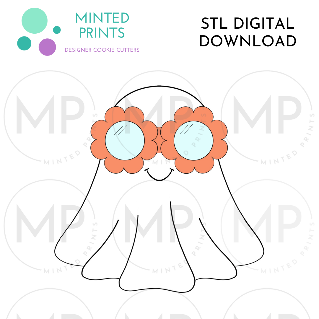 Flower Glasses Ghost Cookie Cutter STL DIGITAL DOWNLOAD