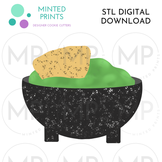 Guacamole Bowl with Chip Cookie Cutter STL DIGITAL DOWNLOAD