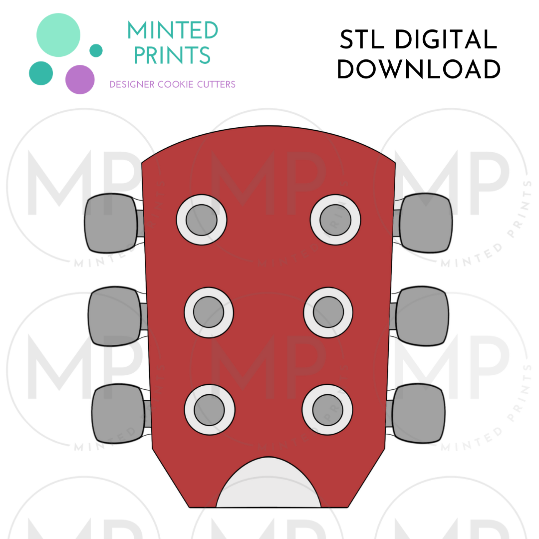 Guitar Headstock 3 Cookie Cutter STL DIGITAL DOWNLOAD