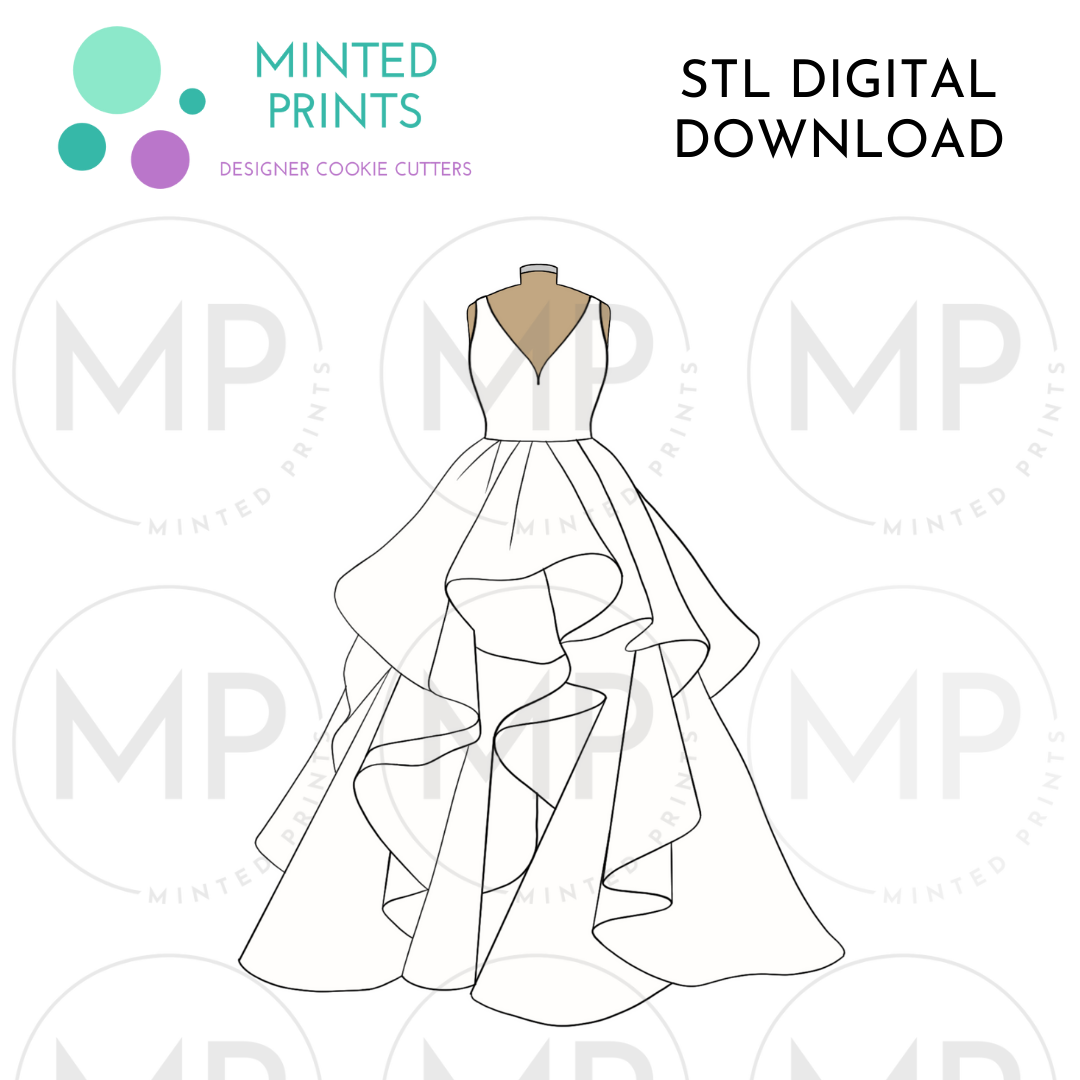 Handkerchief Wedding Dress Cookie Cutter STL DIGITAL DOWNLOAD