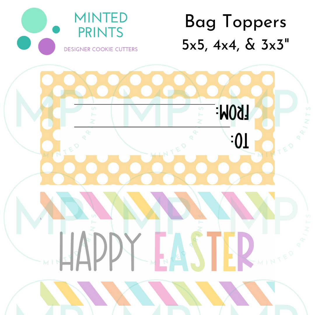 Happy Easter Stripes Pattern Cookie Bag Topper