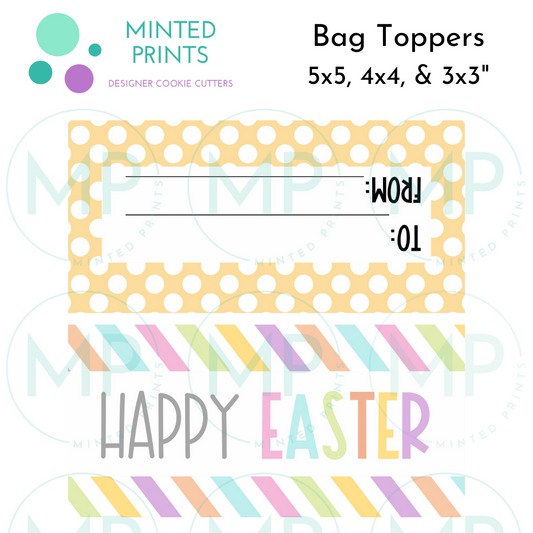Happy Easter Stripes Pattern Cookie Bag Topper