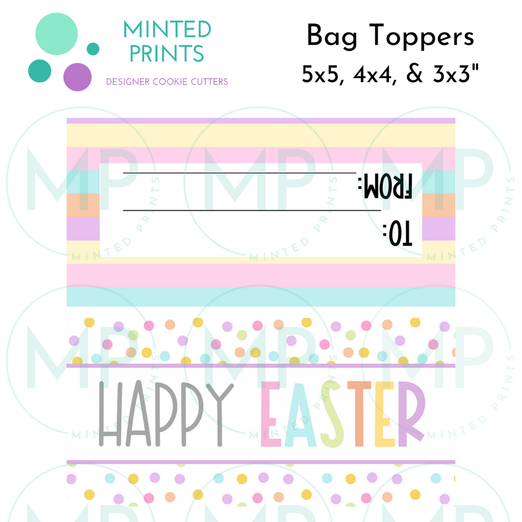 Happy Easter Dots Pattern Cookie Bag Topper