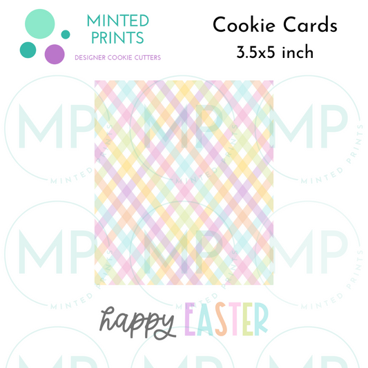 Happy Easter Pastel Crosshatch Pattern Cookie Card, 3.5x5.5 inch