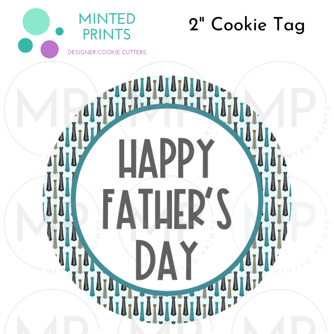 Happy Father's Day 2" Cookie Tag with Ties Background