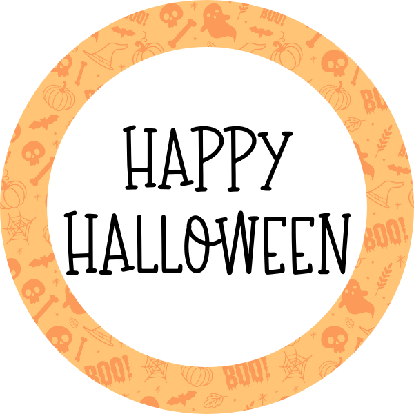 Happy Halloween (Orange) Cookie Tag, 2 Inch